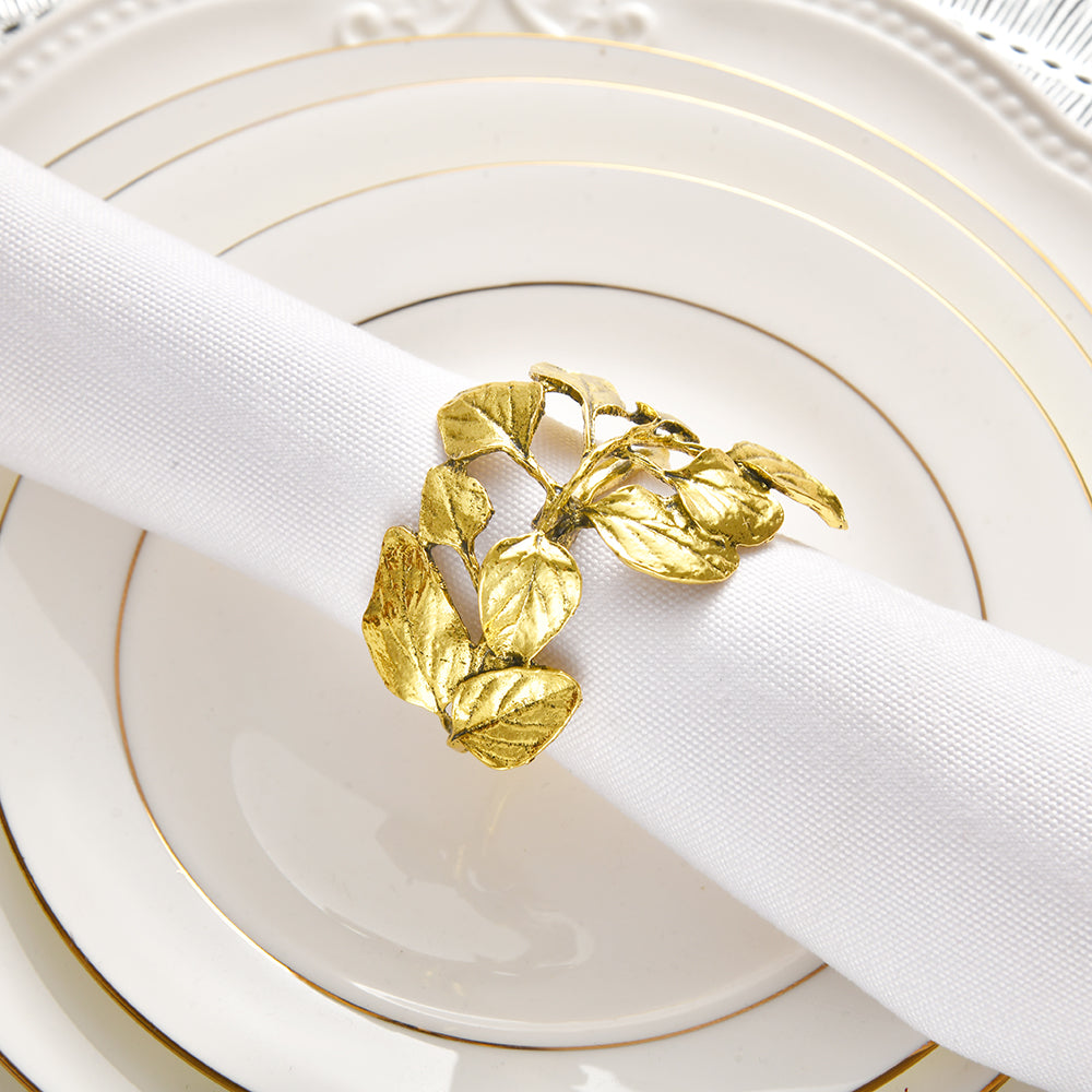 Napkin Rings in Gold Leaf Design - Decozen