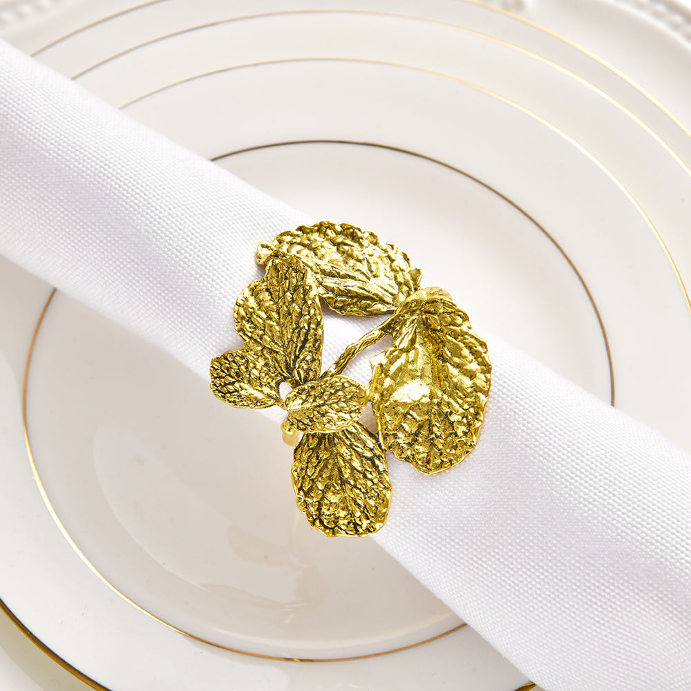 Napkin Rings in Gold Leaf Design - Decozen