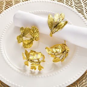 Napkin Rings in Gold Leaf Design - Decozen