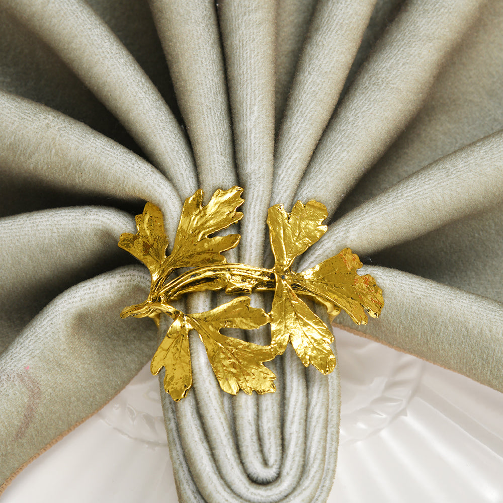 Napkin Rings in Gold Leaf Design - Decozen