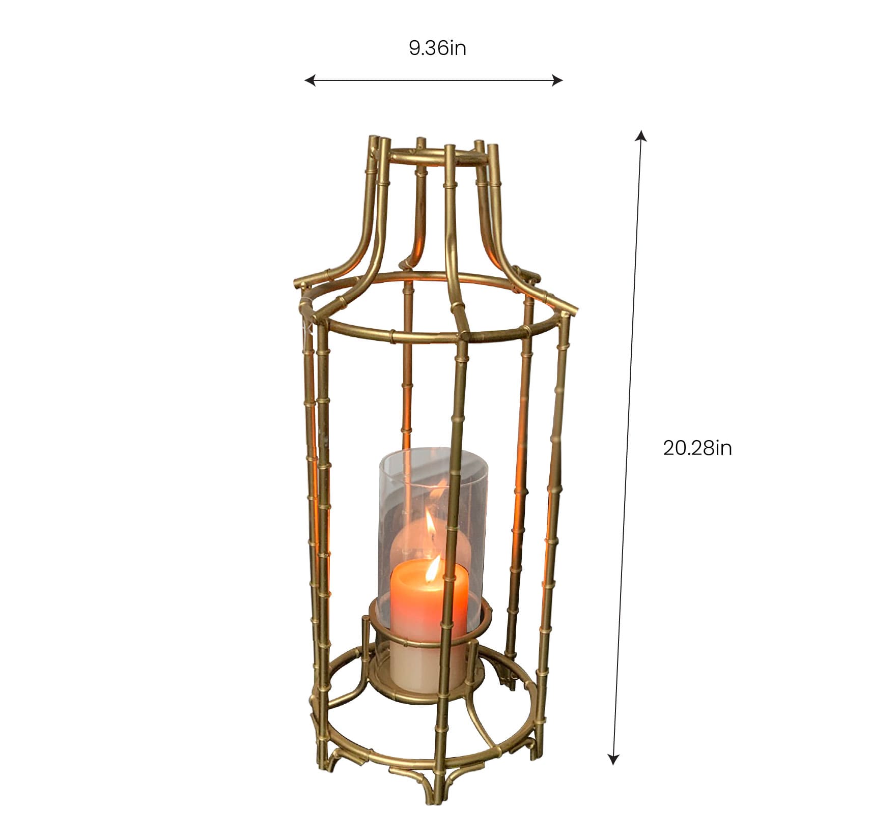 Gold Metal Frame and Glass Candle Holder Lantern - Decozen