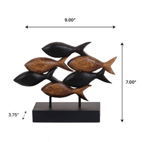 School of Fish Handmade Wooden Sculpture - Decozen