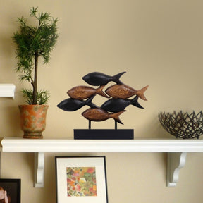 School of Fish Handmade Wooden Sculpture - Decozen