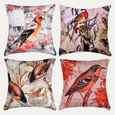 Birds Printed Design Throw Pillow Covers - Set of 4 - Decozen