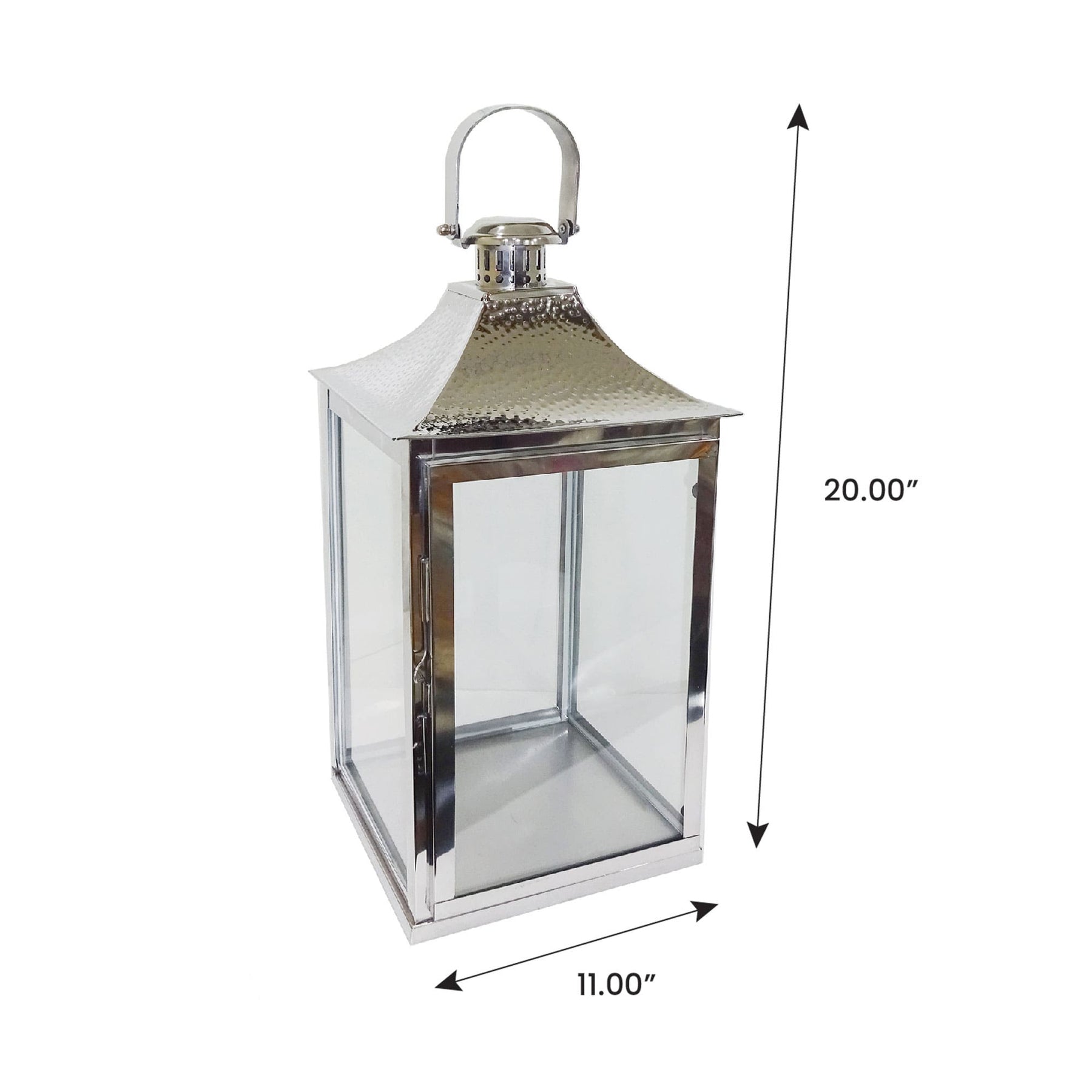 Silver Metal Frame and Glass Candle Holder Lantern - Decozen