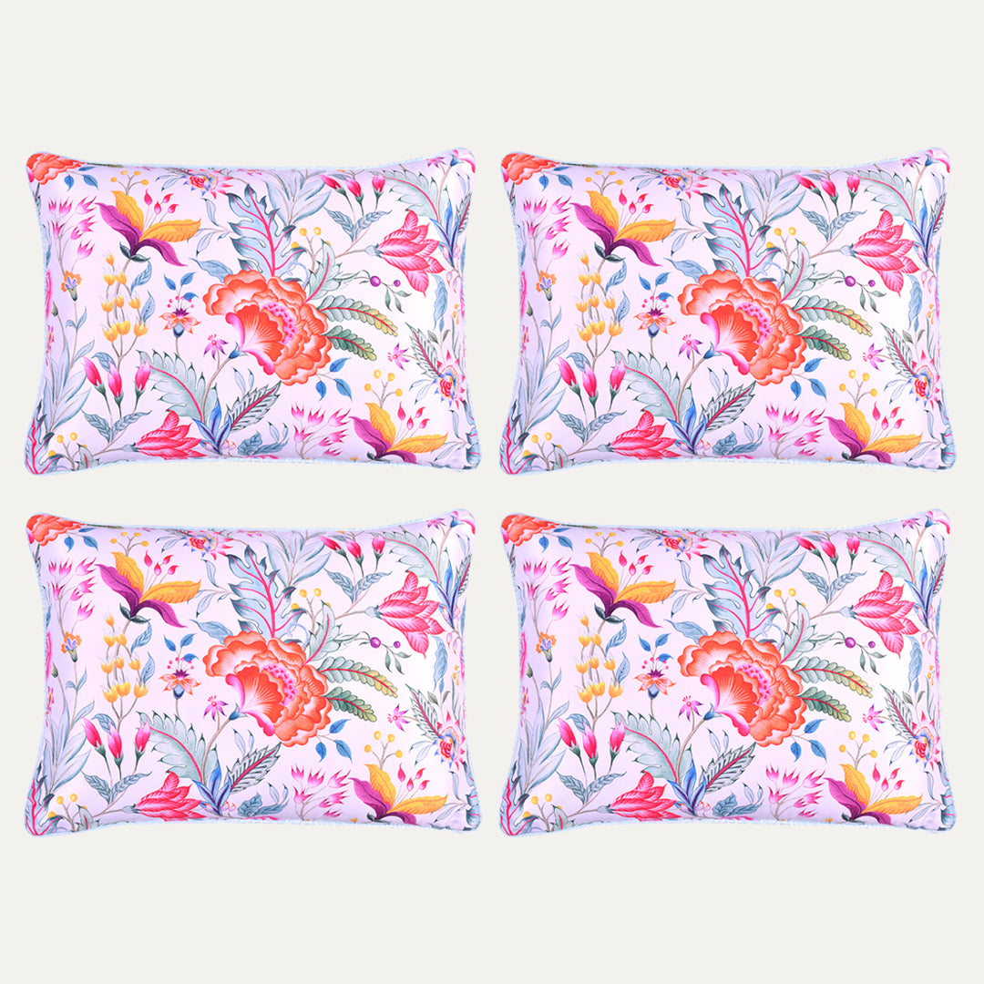 Floral Printed Throw Pillow Covers - 14 x 20 Inches - Decozen