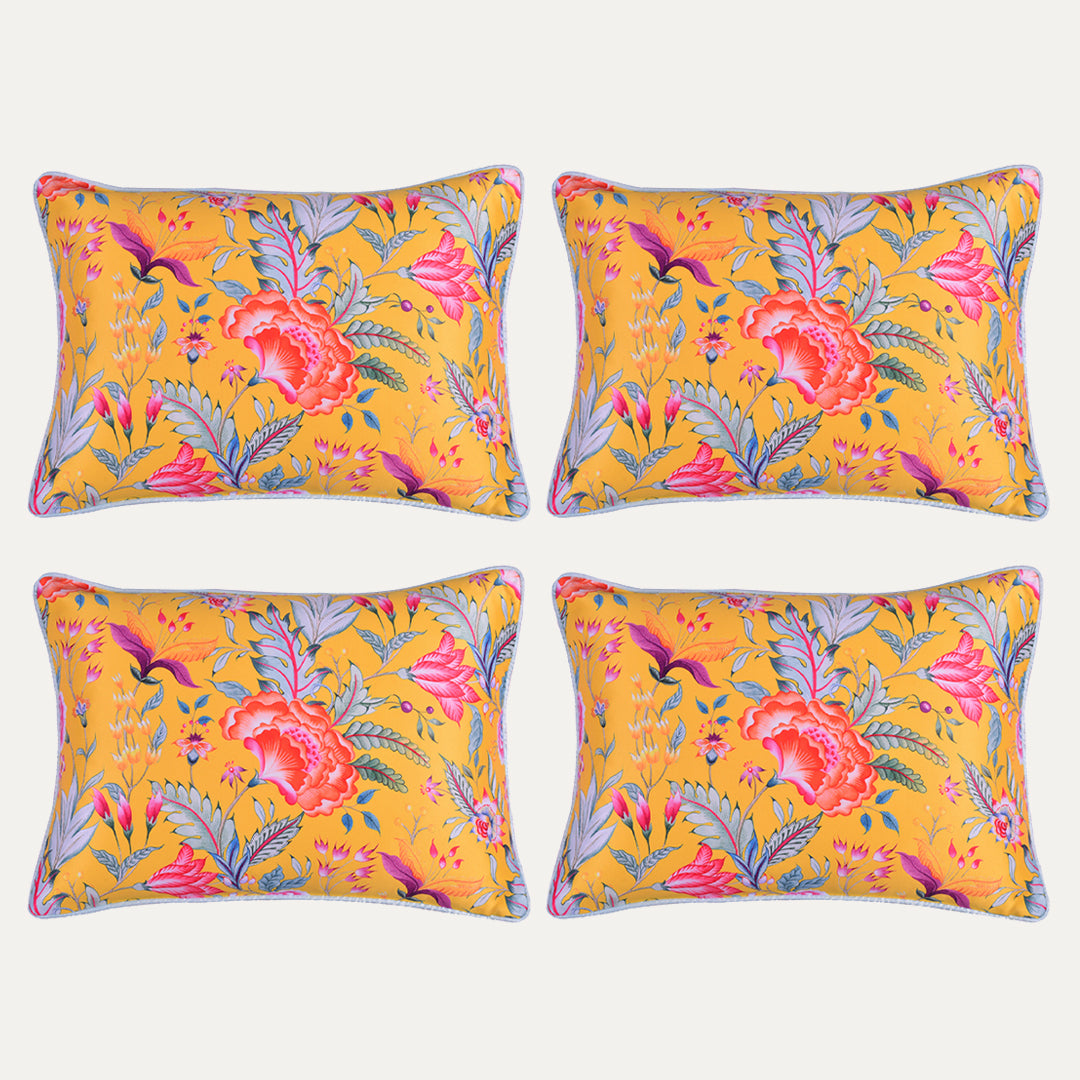 Floral Printed Throw Pillow Covers - 14 x 20 Inches - Decozen