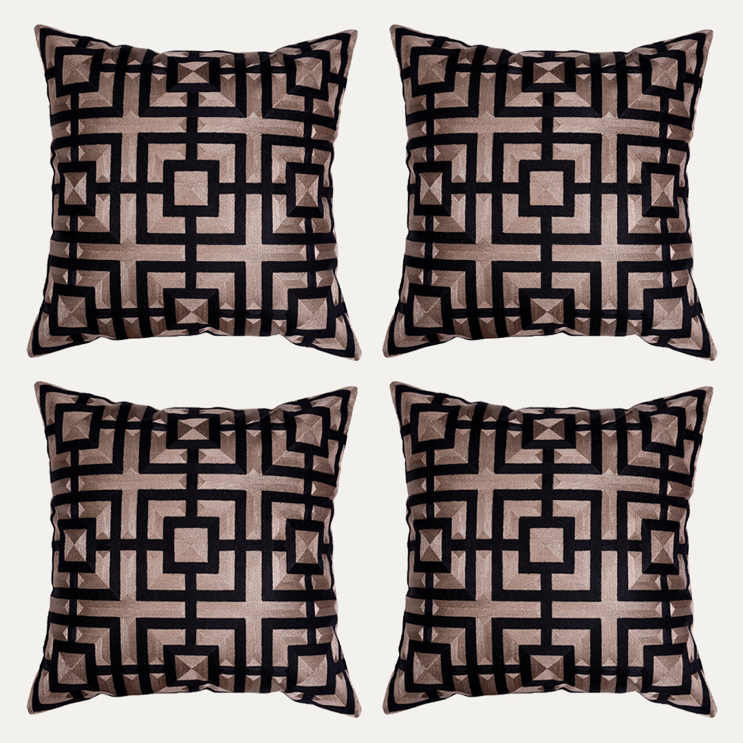 Brown Black Throw Pillow Covers - 20 x 20 inches - Decozen