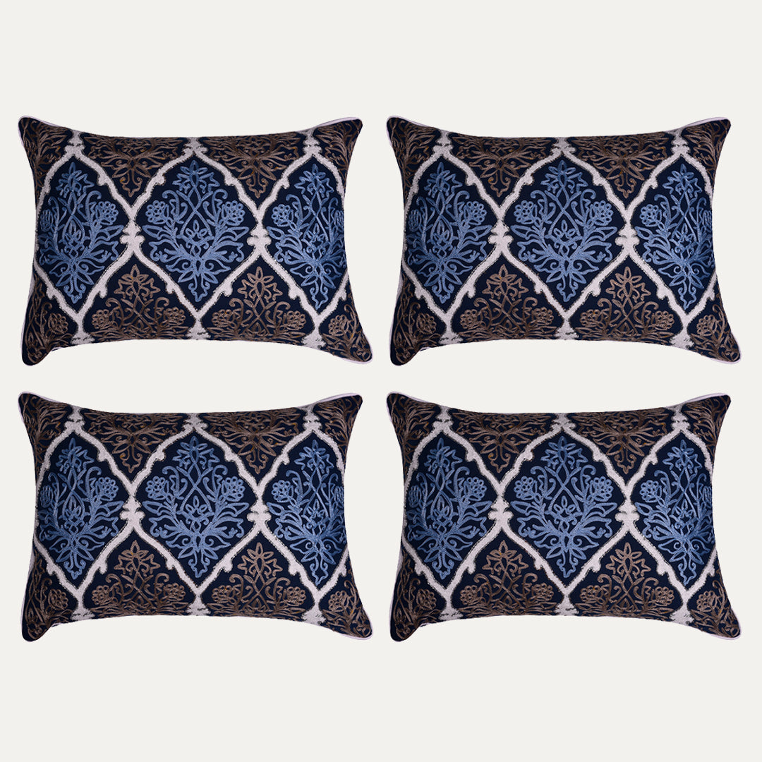 Blue and Brown Throw Pillow Covers - Set of 2 and 4, 14 x 20 inches - Decozen