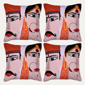 Man and Woman Printed Design Throw Pillow Covers - Set of 2 and 4, 18 x 18 Inches - Decozen