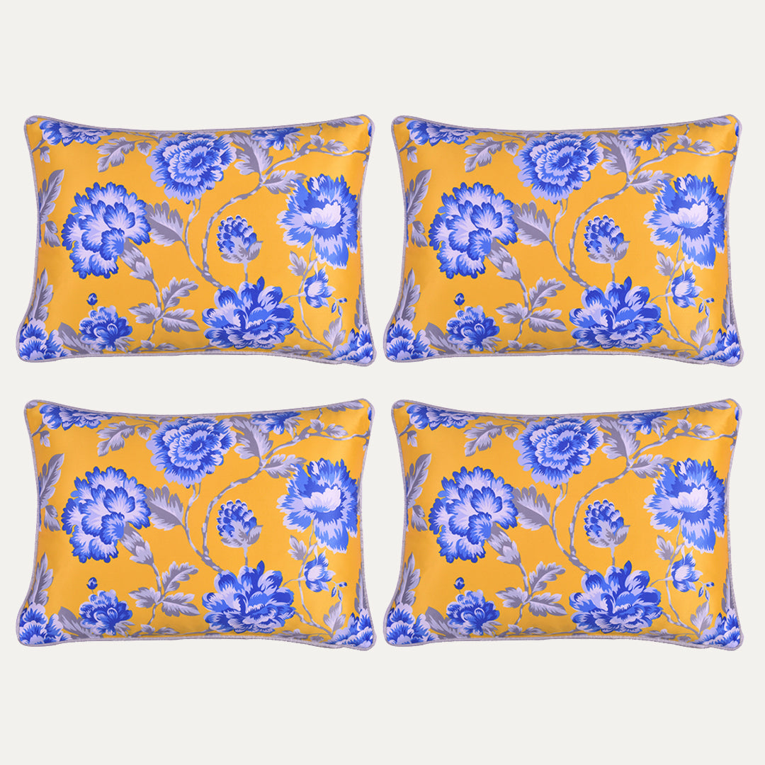 Floral Printed Throw Pillow Covers - 14 x 20 Inches - Decozen