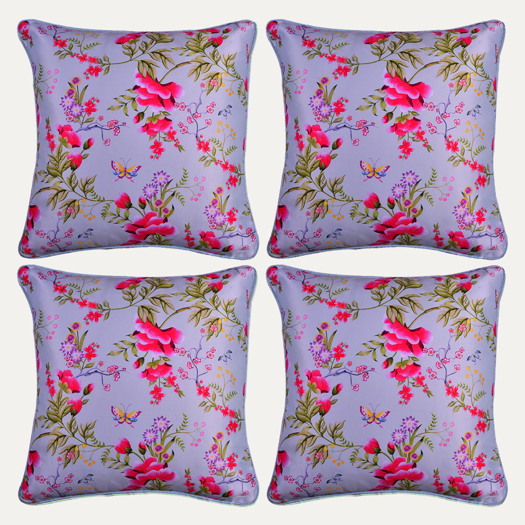 Floral Printed Throw Pillow Covers - 20 x 20 Inches - Decozen