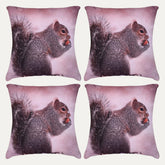 Squirrel Printed Throw Pillow Covers - Set of 2 and 4, 18 x 18 Inches - Decozen