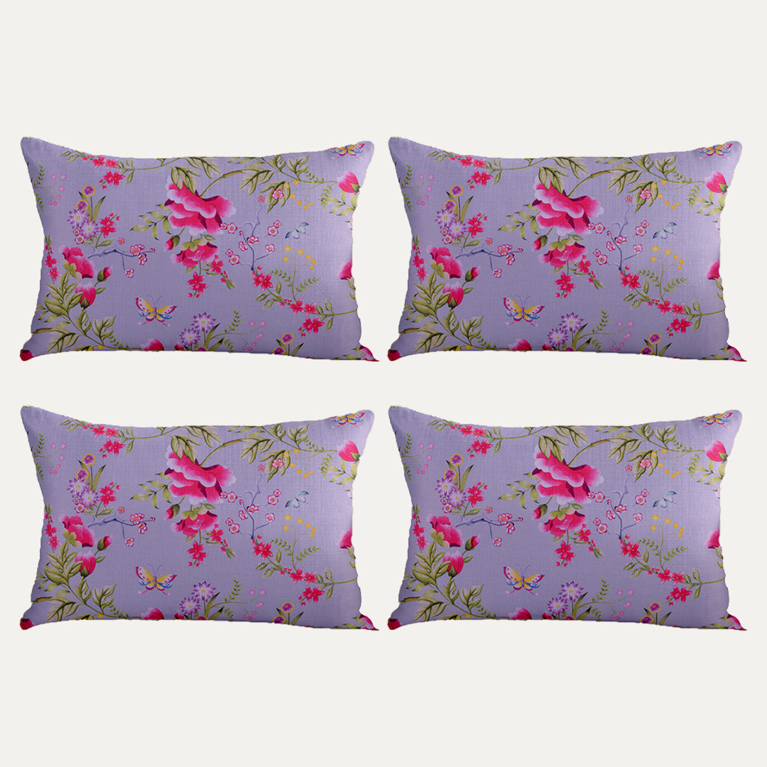 Floral Printed Throw Pillow Covers - 14 x 20 Inches - Decozen