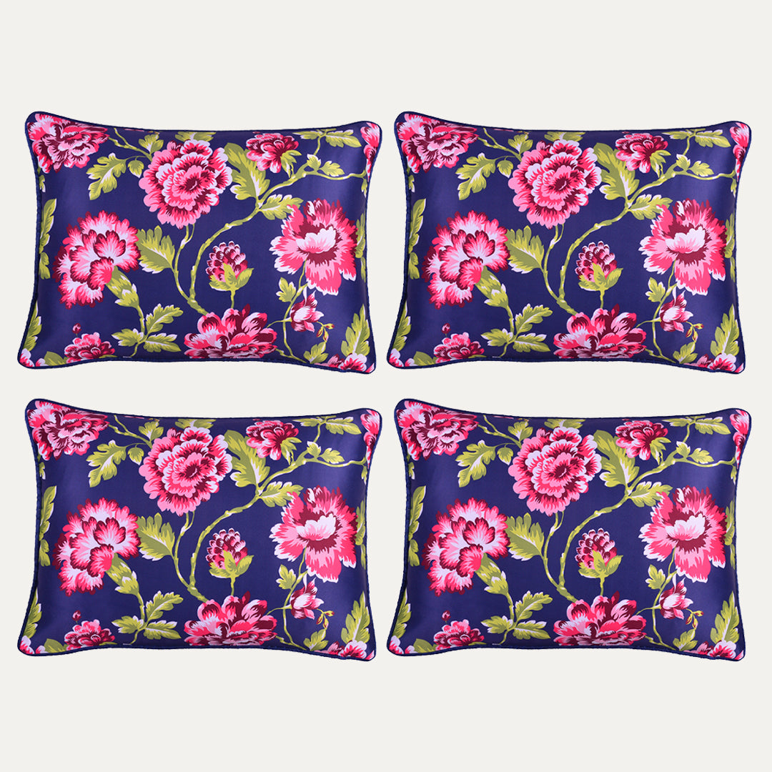 Floral Printed Throw Pillow Covers - Set of 4 - Decozen