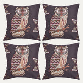 Owl Printed Design Throw Pillow Covers - Set of 2 and 4, 18 x 18 Inches - Decozen