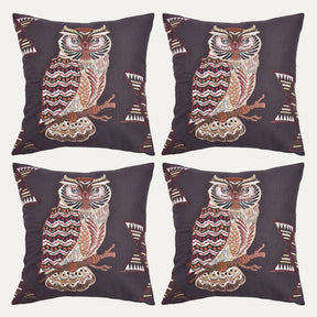 Owl Printed Design Throw Pillow Covers - Set of 2 and 4, 18 x 18 Inches - Decozen