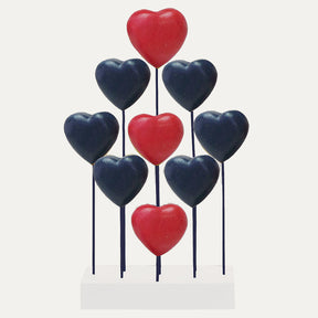 Red Blue White USA Flag Hearts Handmade Wooden Sculpture - Decozen