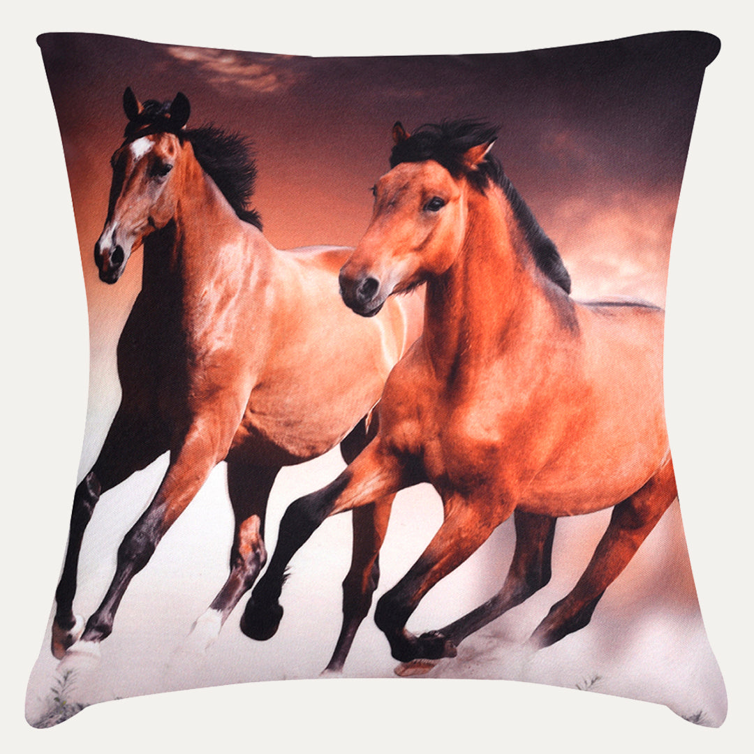 Horse Printed Throw Pillow Cover - Set of 4, 18 x 18 Inches - Decozen