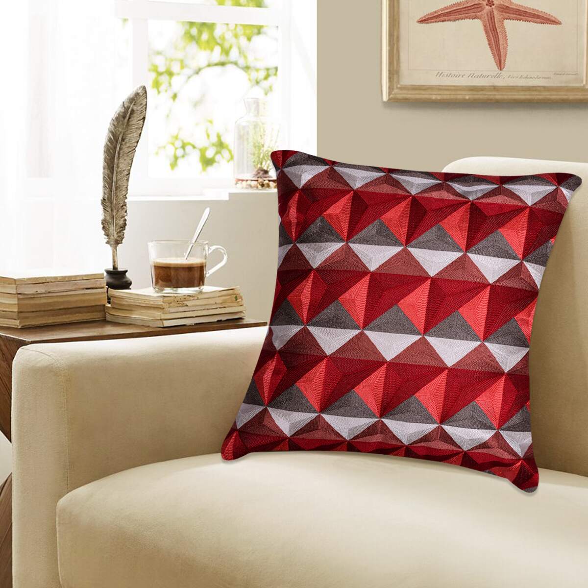 Red Gray Throw Pillow Covers - 20 x 20 inches - Decozen