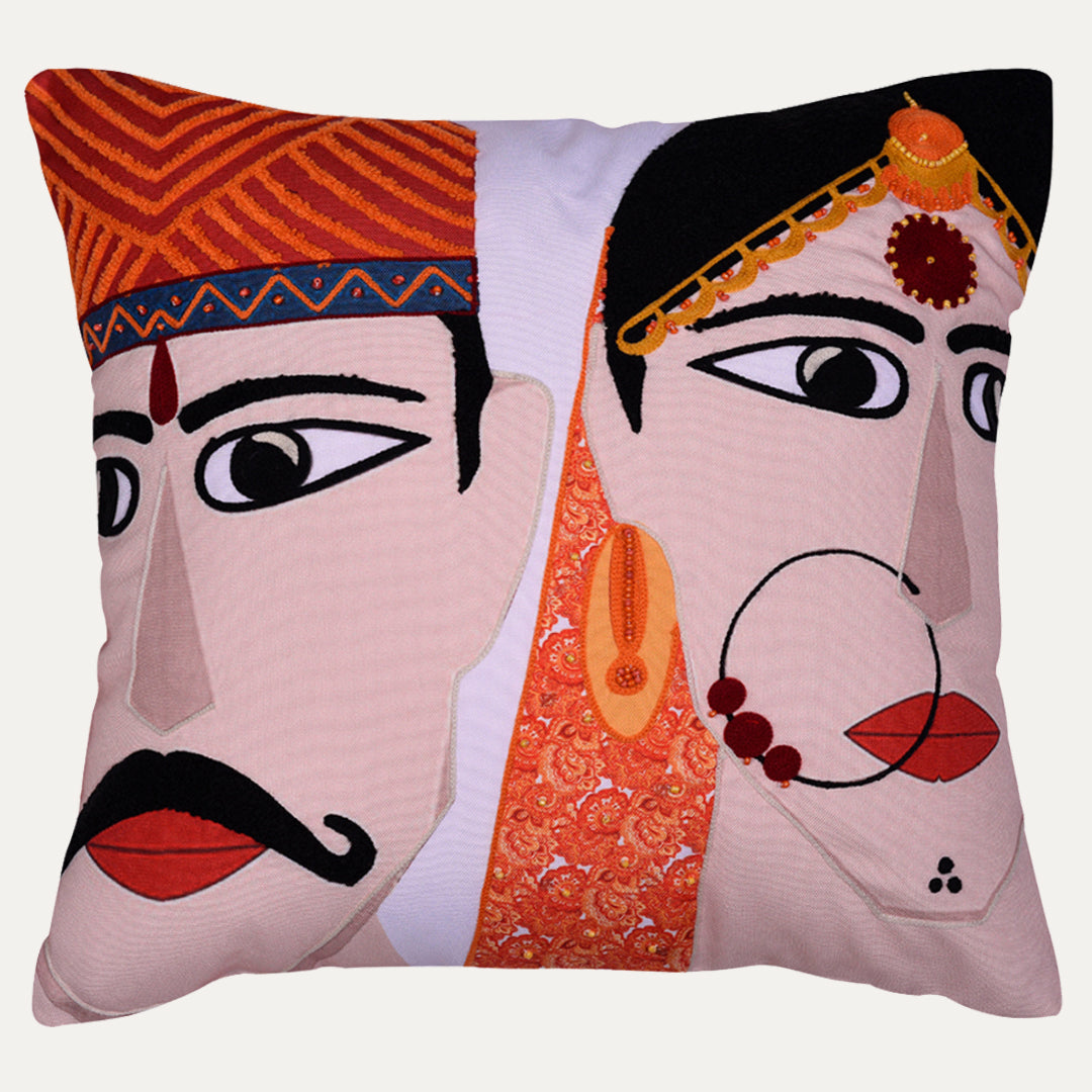 Man and Woman Printed Design Throw Pillow Covers - Set of 2 and 4, 18 x 18 Inches - Decozen