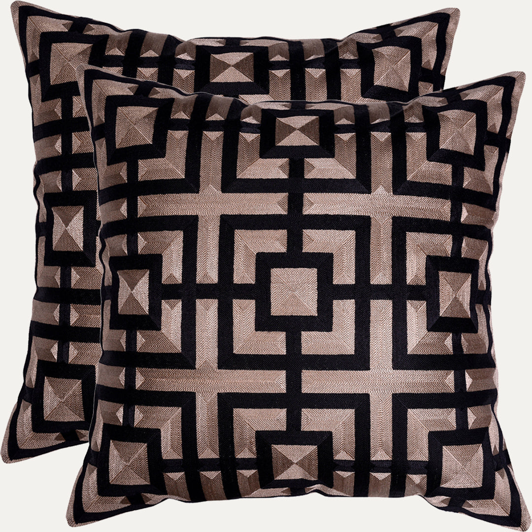 Brown Black Throw Pillow Covers - 20 x 20 inches - Decozen