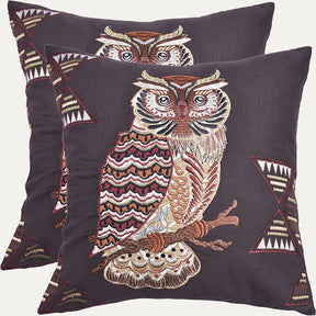 Owl Printed Design Throw Pillow Covers - Set of 2 and 4, 18 x 18 Inches - Decozen