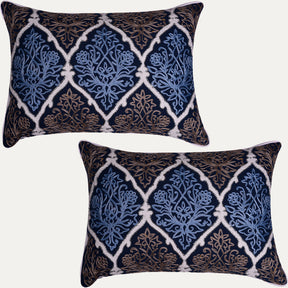 Blue and Brown Throw Pillow Covers - Set of 2 and 4, 14 x 20 inches - Decozen