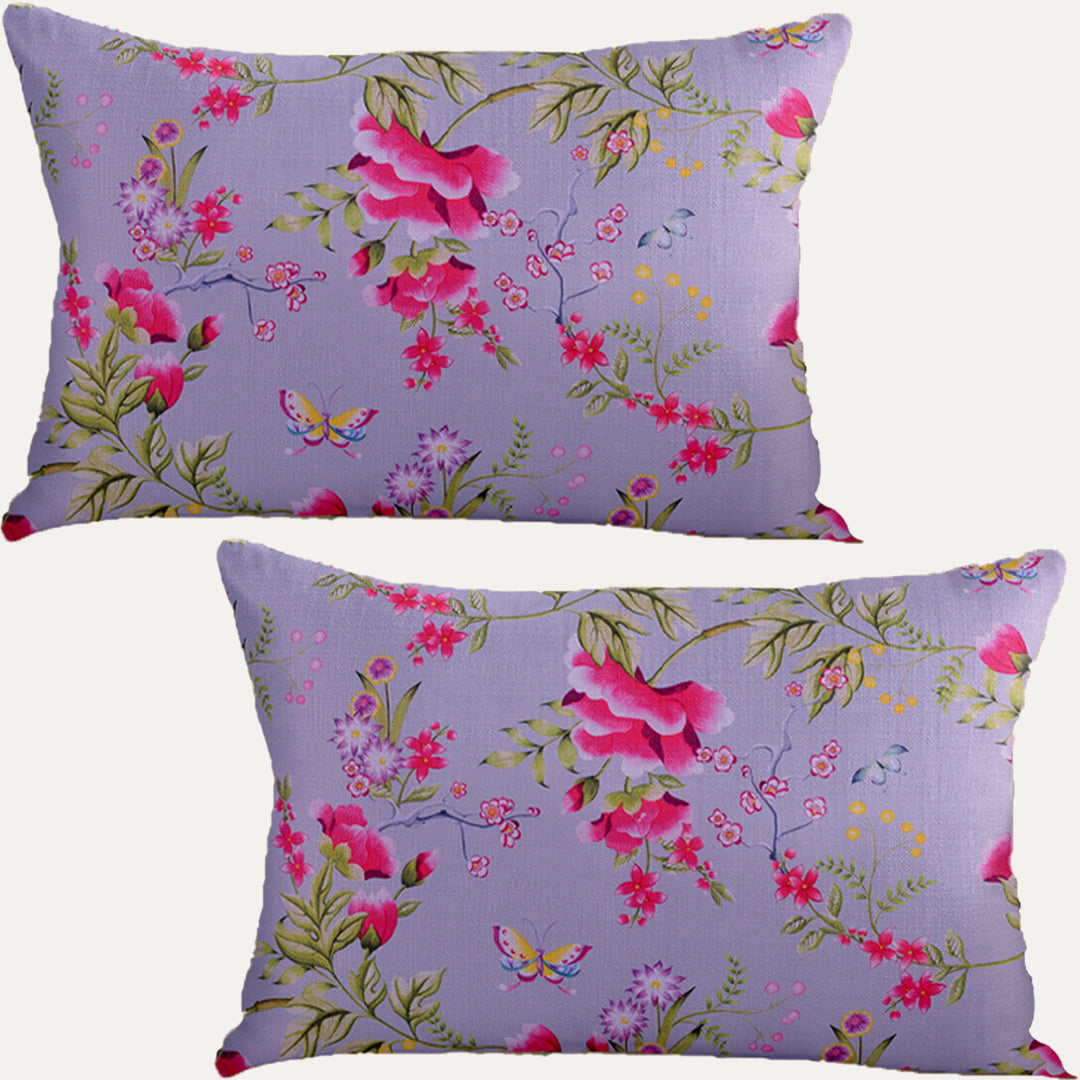 Floral Printed Throw Pillow Covers - 14 x 20 Inches - Decozen