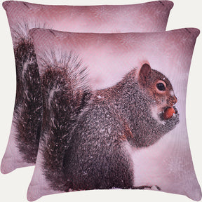 Squirrel Printed Throw Pillow Covers - Set of 2 and 4, 18 x 18 Inches - Decozen