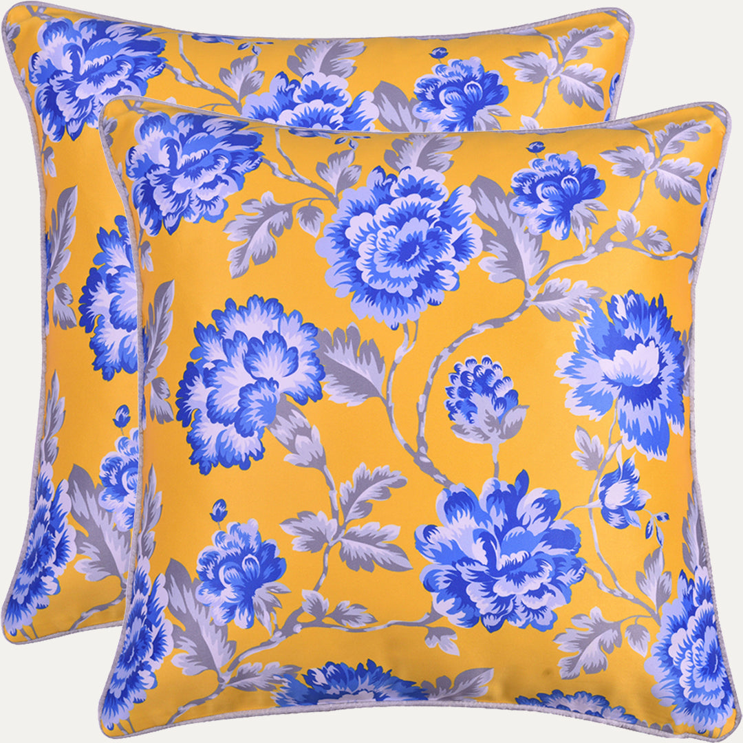 Floral Printed Throw Pillow Covers - 20 x 20 Inches - Decozen