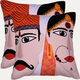 Man and Woman Printed Design Throw Pillow Covers - Set of 2 and 4, 18 x 18 Inches - Decozen