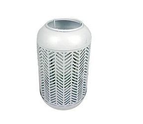 White Lattice Pattern with Glass Candle Holder Lantern - Decozen