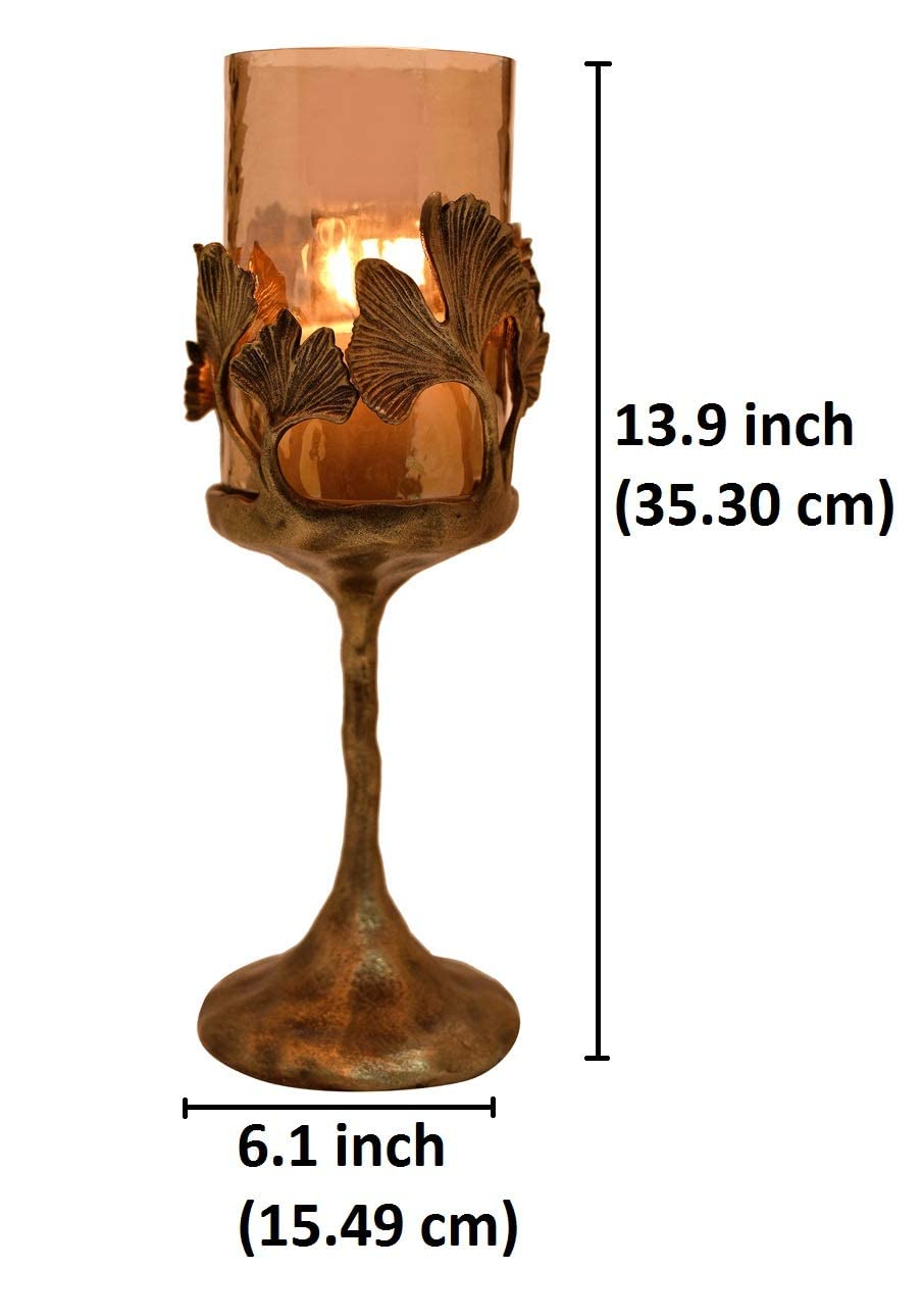 Gold Finished Candle Holder with Glass - Decozen