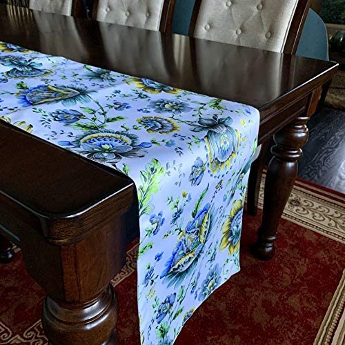 Printed Table Runner - Jaco Blue - Decozen