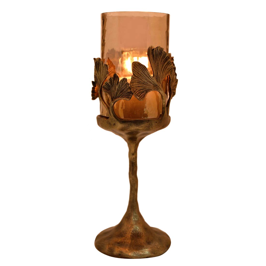 Gold Finished Candle Holder with Glass - Decozen