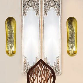 Copper and Gold Wall Candle Sconces with Feather Design - Decozen