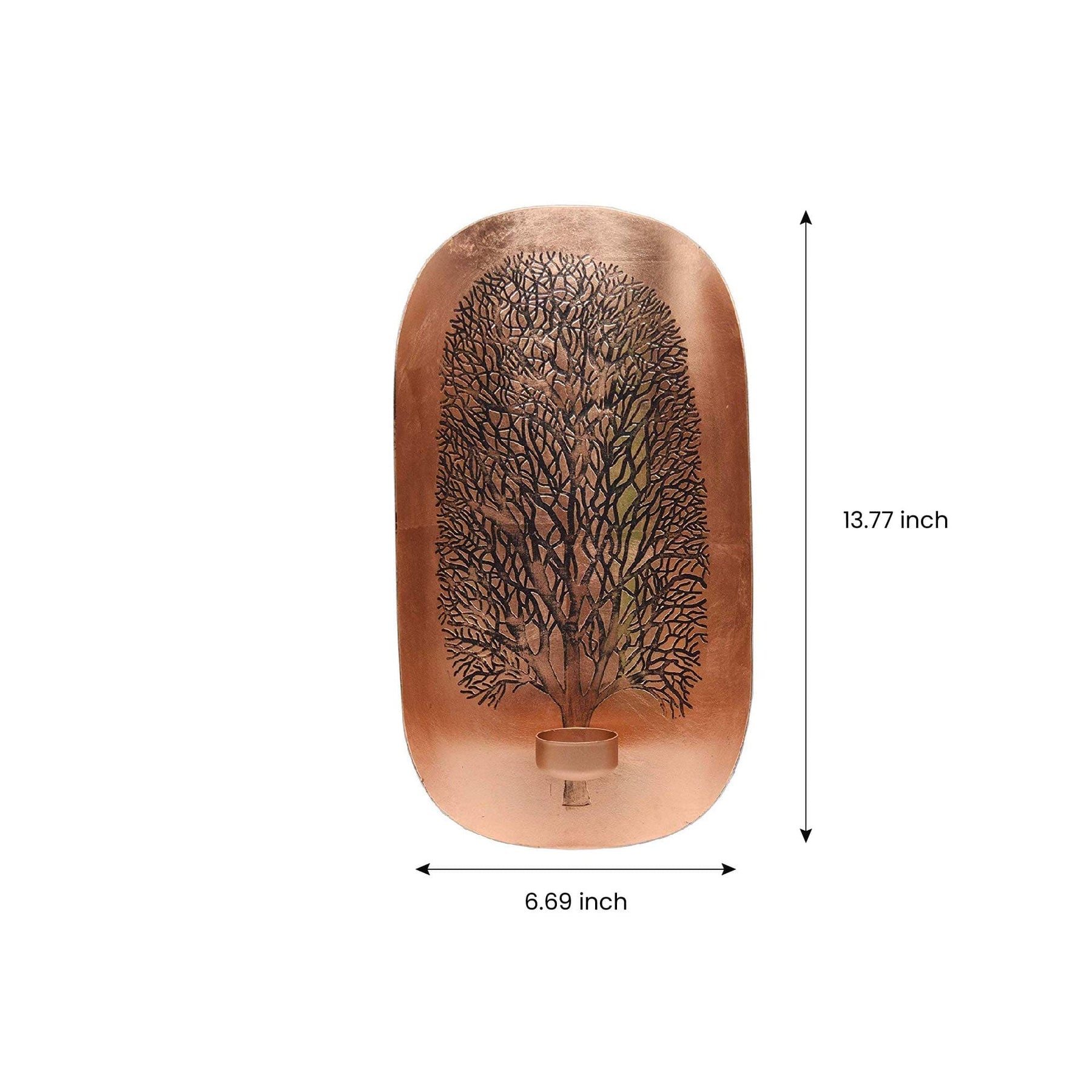 Copper and Gold Wall Candle Sconces with Tree of Life Design - Decozen