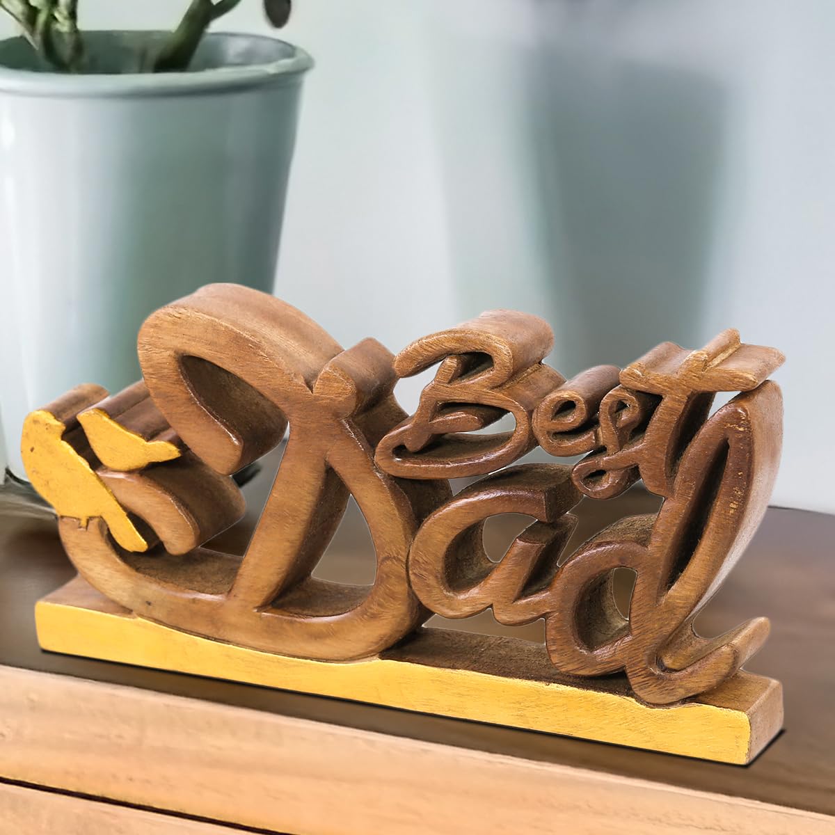 Best Dad Handmade Wooden Sculpture - Decozen