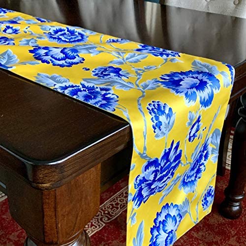 Printed Table Runner - Yellow and Blue - Decozen