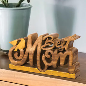 Best Mom Handmade Wooden Sculpture - Decozen