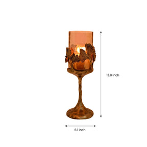 Gold Finished Candle Holder with Glass - Decozen