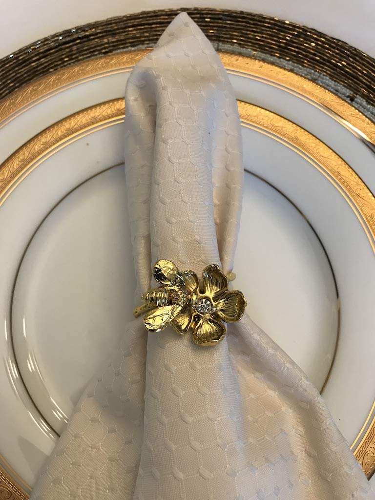 Napkin Rings in Gold Bee Design - Set of 6 - Decozen