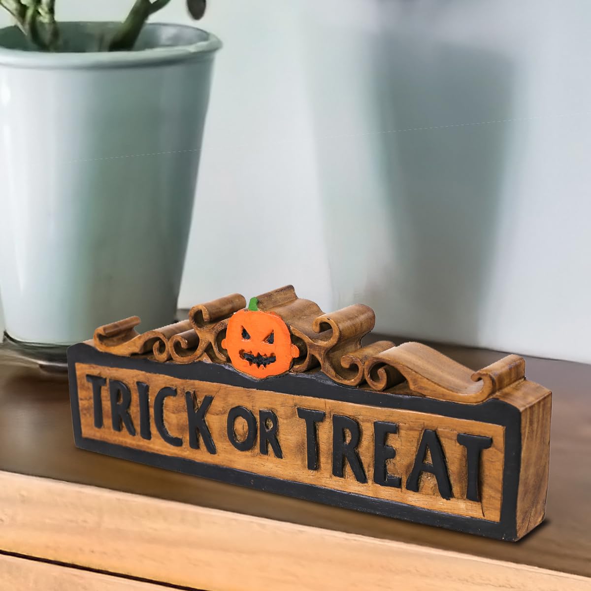 Trick or Treat Handmade Wooden Sculpture