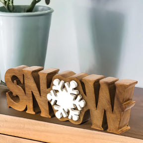 Snow Handmade Wooden Sculpture - Decozen