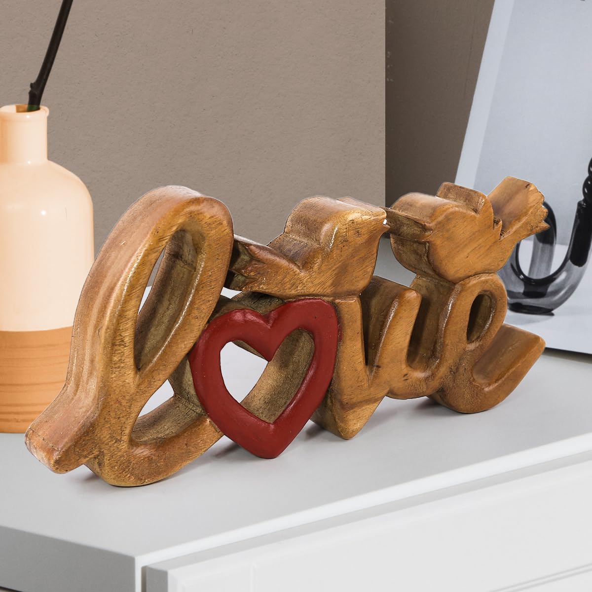 Love Handmade Wooden Sculpture - Decozen