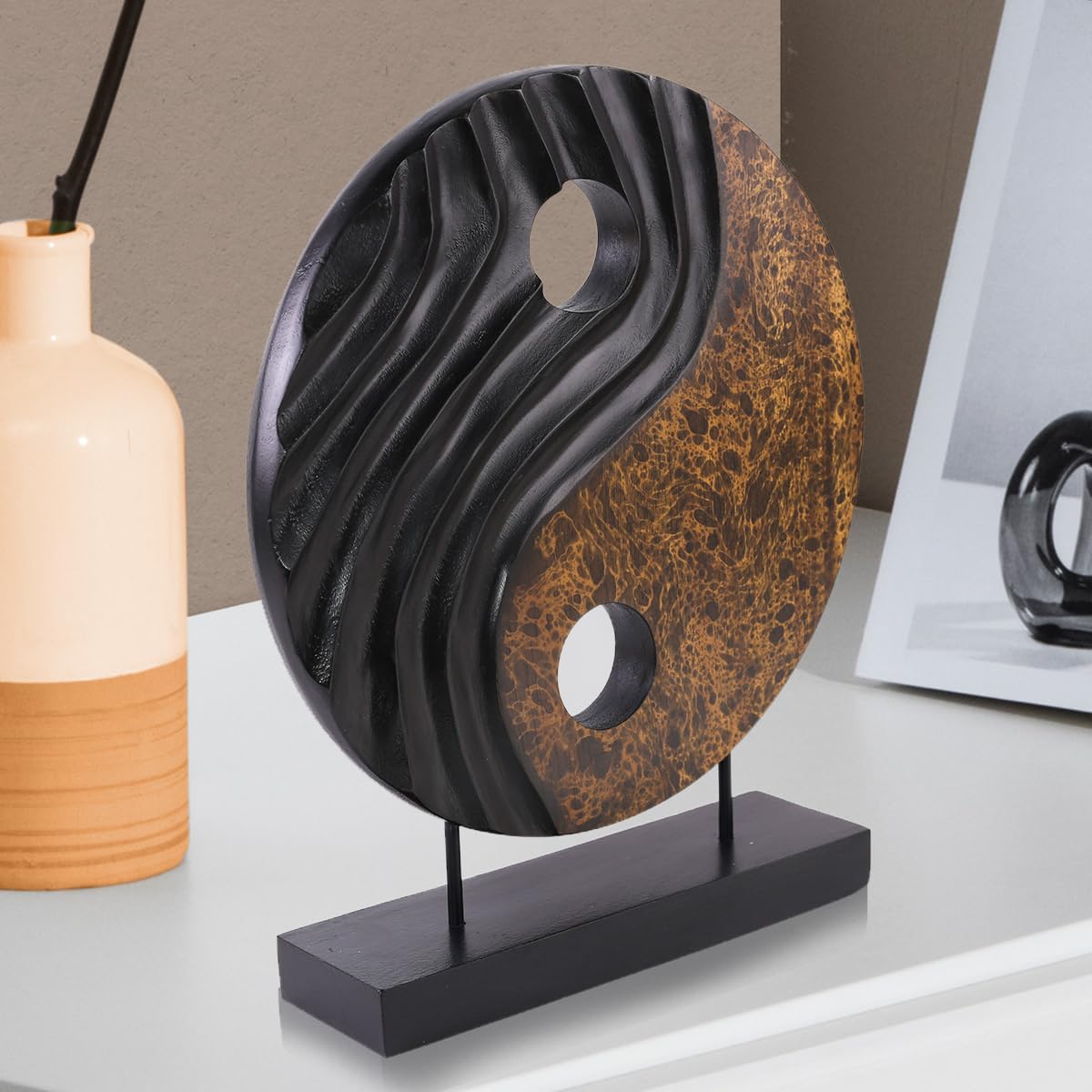 Yin Yang Handmade Wooden Sculpture