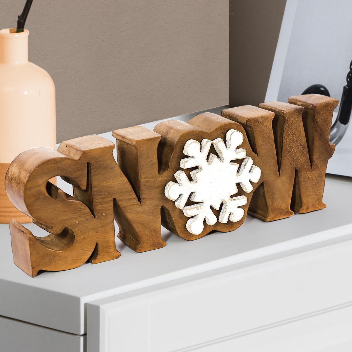 Snow Handmade Wooden Sculpture - Decozen