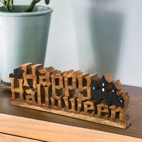 Happy Halloween Handmade Wooden Sculpture - Decozen