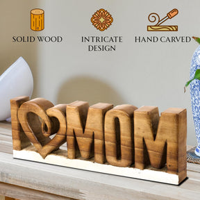 I Love Mom Handmade Wooden Sculpture - Decozen